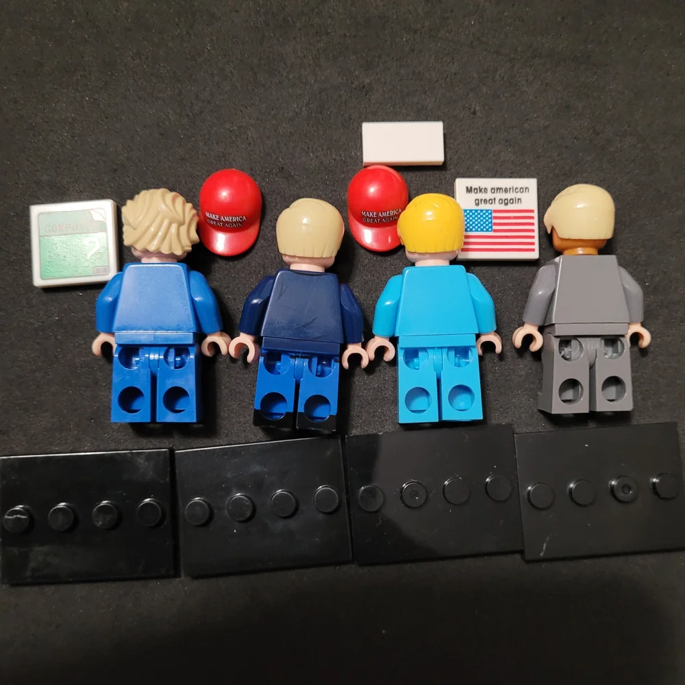 New 3 Multi President Trumps & Hillary Clinton Mini Figure set